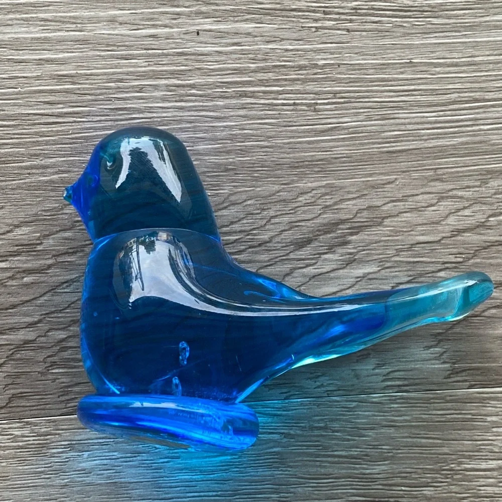 Vintage “Grandma’s Blue Bird” Glass Paperweight